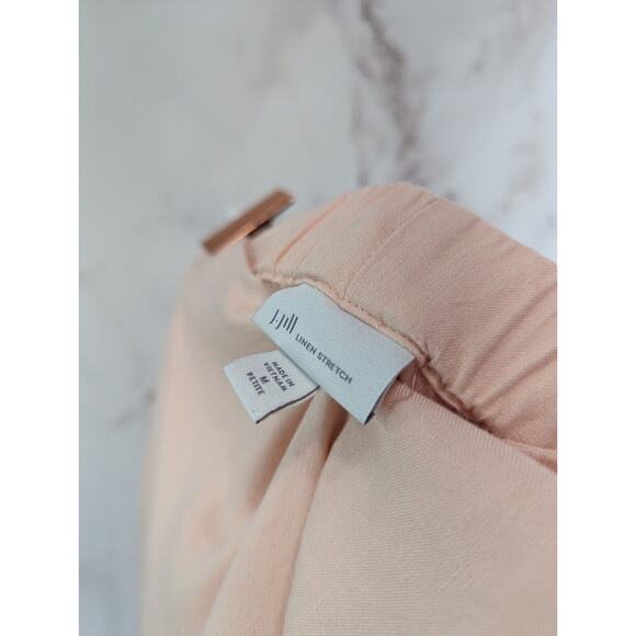 J Jill Pant Women Medium Petite Pink Linen Pull On Minimal Crop Capri Elastic - Picture 3 of 9